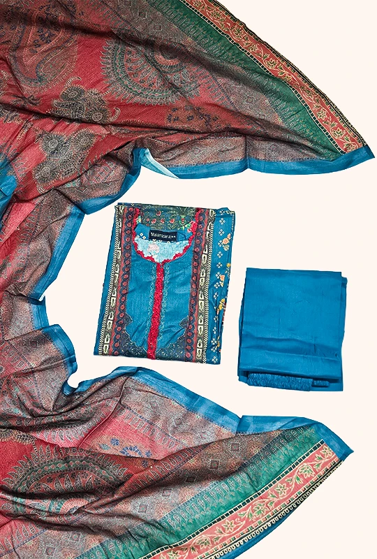 Blue Heritage Cotton - 3pcs (Stitched)