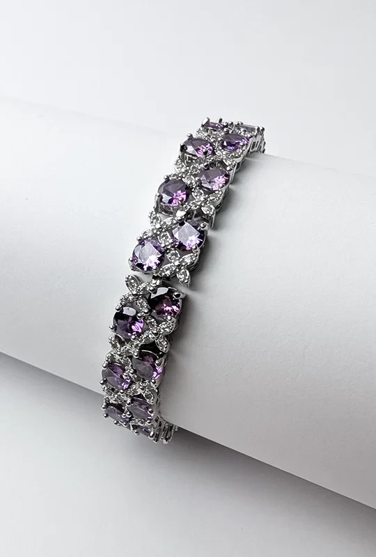 Trendy Diamond Cut Ad Stone Silver Plated Bracelets For Women's