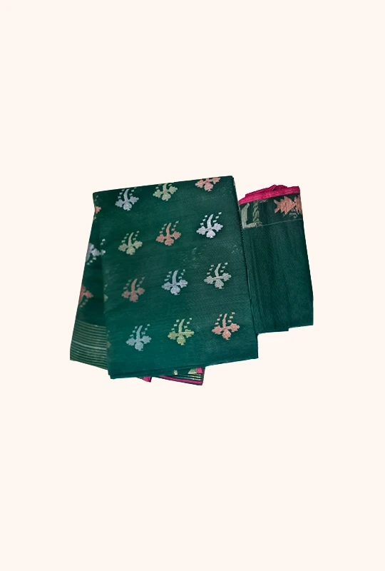 Green Half Silk Jamdani Saree