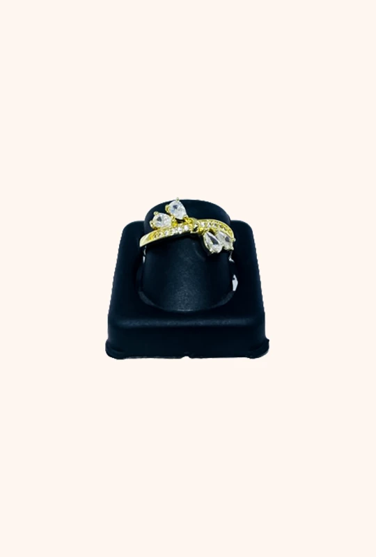 Golden Bloom Crystal Finger Ring