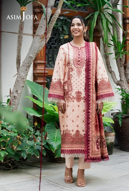 Asim Jofa Printed Lawn Vol-03 - Peach 3pcs (Stitched)