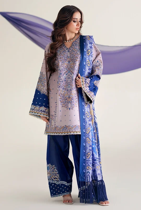 Bin Ilyas Amour Summer 26 Lawn - Gray Blue 3pcs (Unstitched)