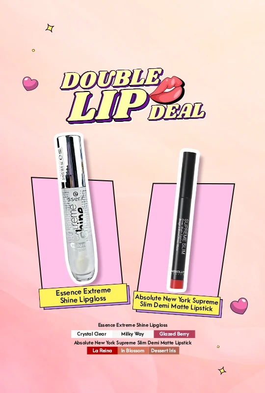 Essence Extreme Shine Lipgloss 01 Crystal Clear + Absolute New York Supreme Slim Demi Matte Lipstick