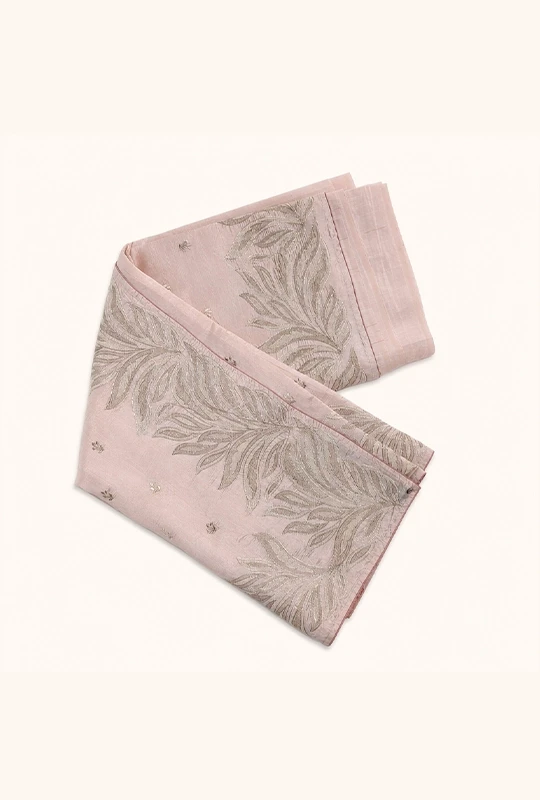 Leaf Embroidered Crush Silk Saree