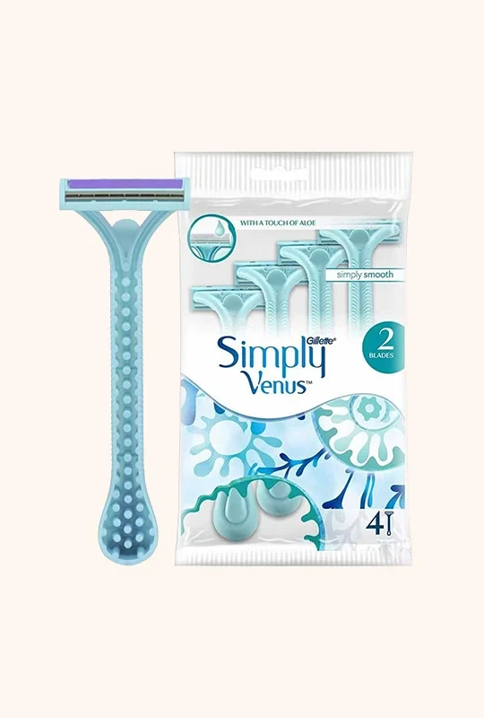 Simply Venus Disposable 2 Blades Razor 4 pcs - Light blue