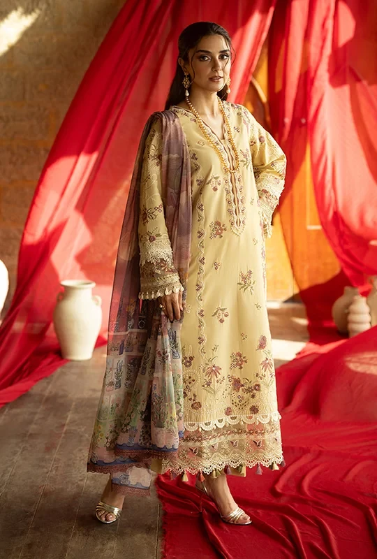 Maya Luxury Lawn 26 By Imrozia Serene Lawn - Soft Butter Yellow 3pcs (Unstitched)