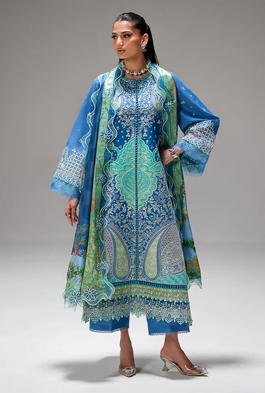 Bin Ilyas Amour Summer 26 Lawn - Blue 3pcs (Unstitched)