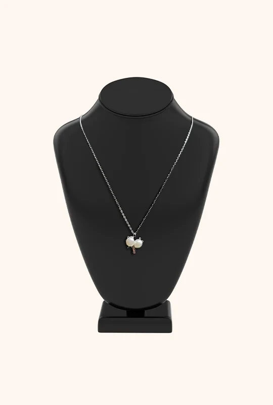Twin Pearl Mini Charm Necklace