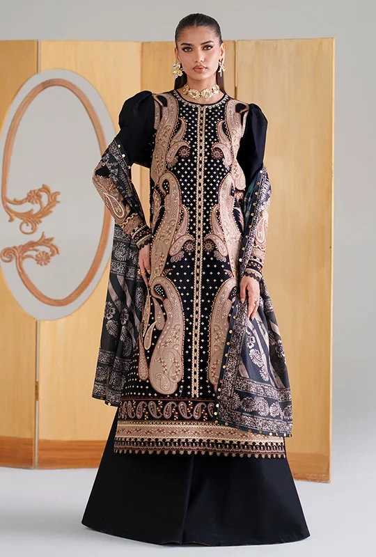 Bin Ilyas Amour Summer 26 Lawn - Black 3pcs (Unstitched)