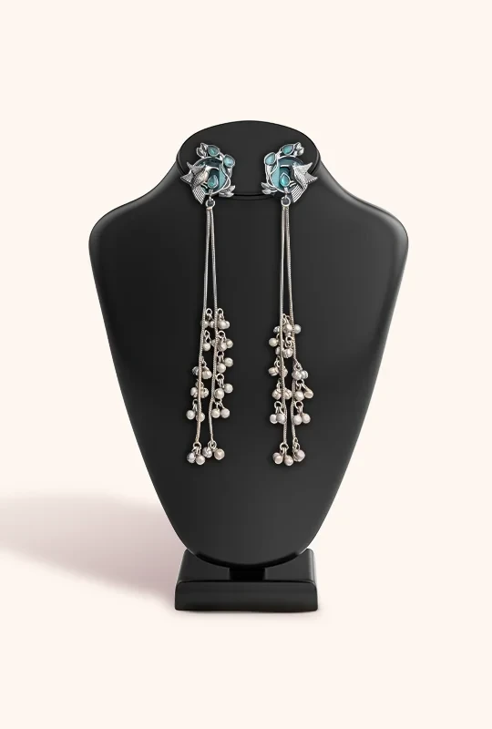 Ocean Bloom Long Tassel Earrings