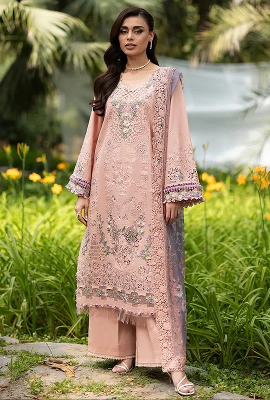 Elaf Luxury Lawn Vol-02 Embroidered - Blush Pink 3Pcs (Unstitched)