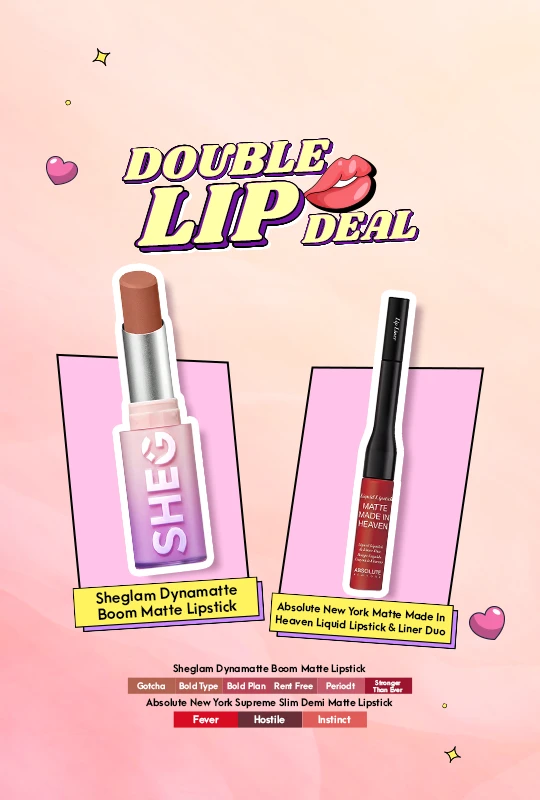 Sheglam Dynamatte Boom Matte Lipstick-Gotcha + Absolute New York Matte Made In Heaven Liquid Lipstick & Liner Duo