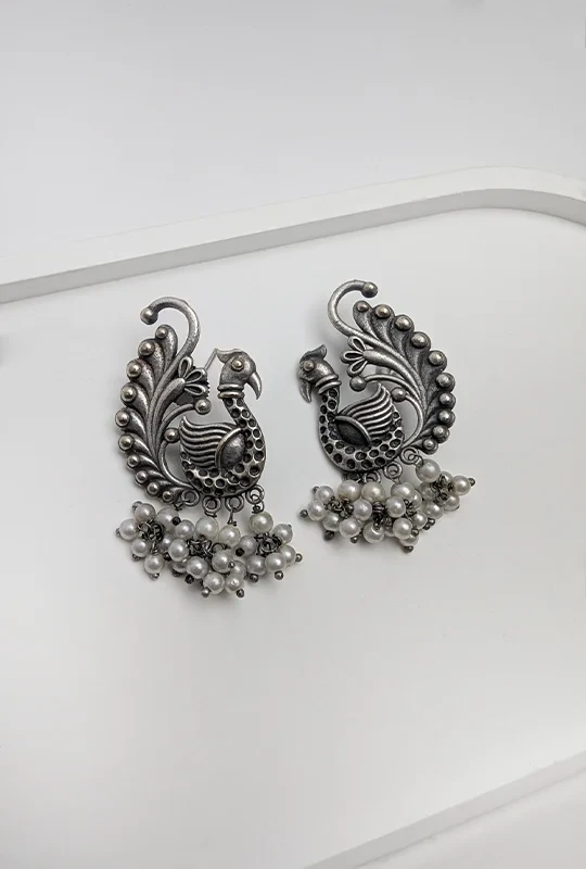 Peacock Silver Earrings