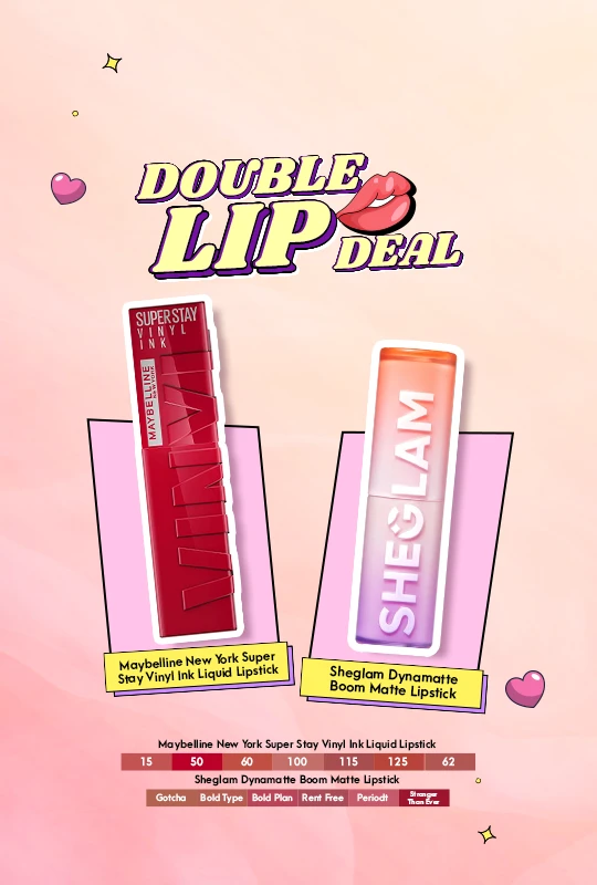 Maybelline New York Super Stay Vinyl Ink Liquid Lipstick - Wicked (50) + Sheglam Dynamatte Boom Matte Lipstick