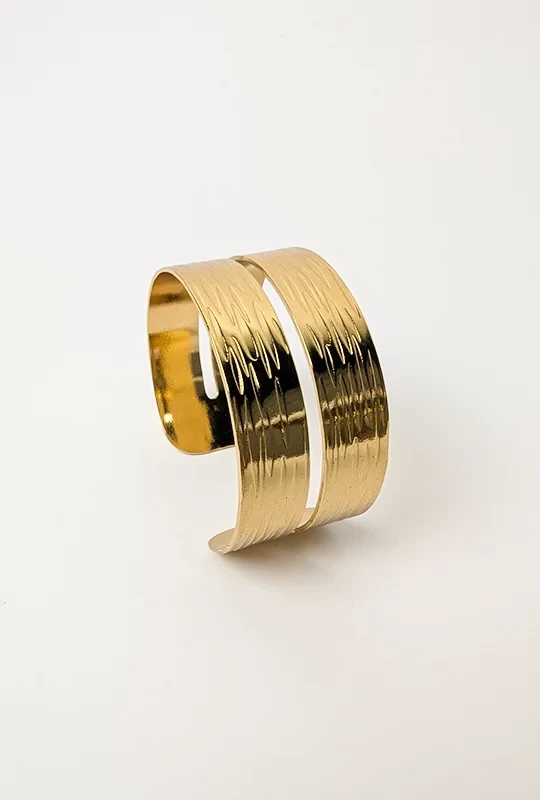 Textured Double Band Cuff Bracelet