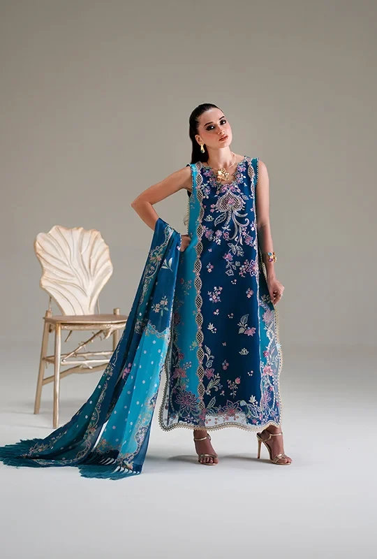 Bin Ilyas Amour Summer 26 Lawn - Teal Blue 3pcs (Unstitched)