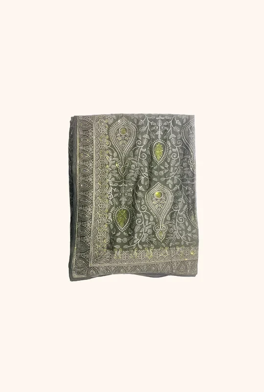 All-Over Paisley Stone Work Georgette Party Saree