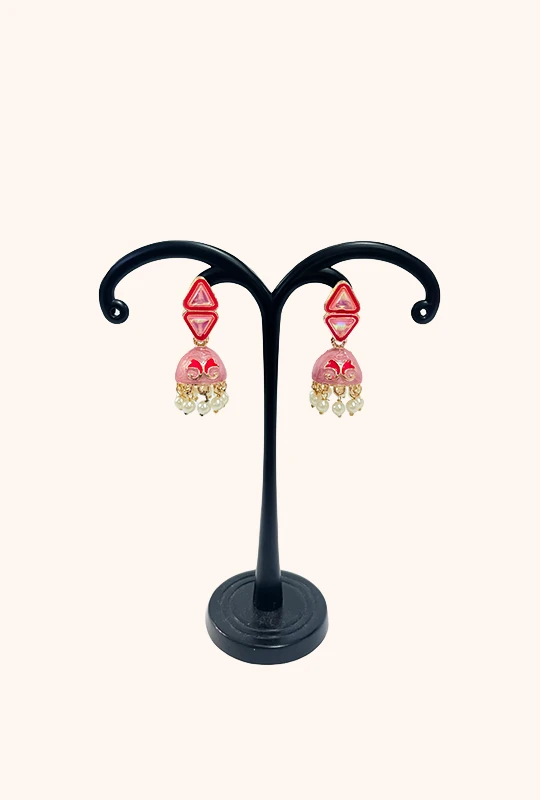 Pink Minakari Jhumka Earrings