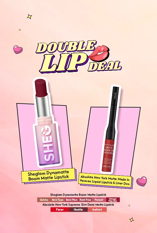 Sheglam Dynamatte Boom Matte Lipstick-Stronger Than Ever + Absolute New York Matte Made In Heaven Liquid Lipstick & Liner Duo