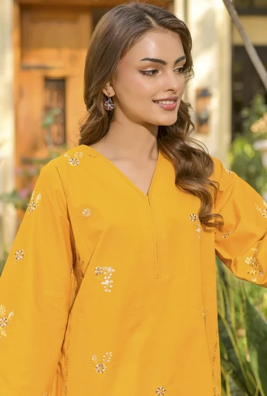Nimra By Daneen's -Mustard Yellow 2pcs (Stitched)