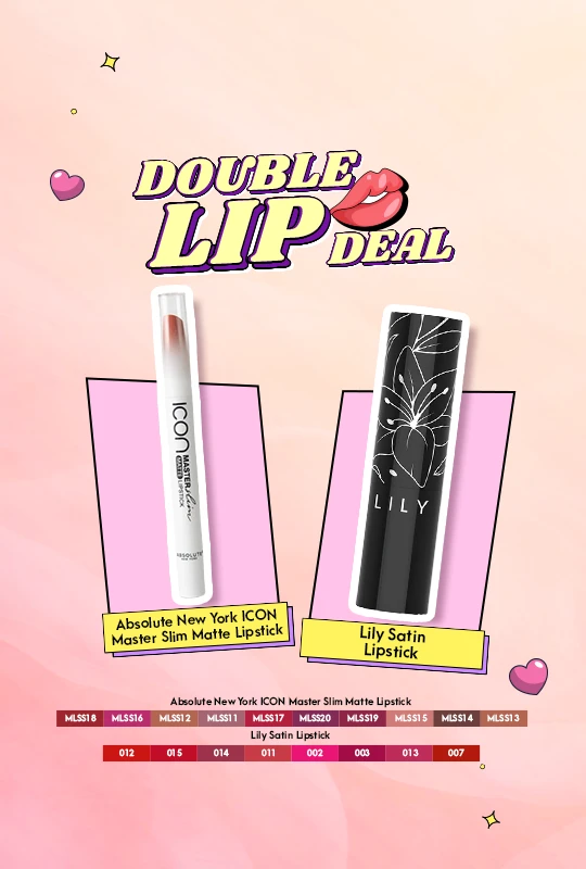 Absolute New York ICON Master Slim Matte Lipstick - Soft Coral (MLSS15) + Lily Satin Lipstick 3.9 g