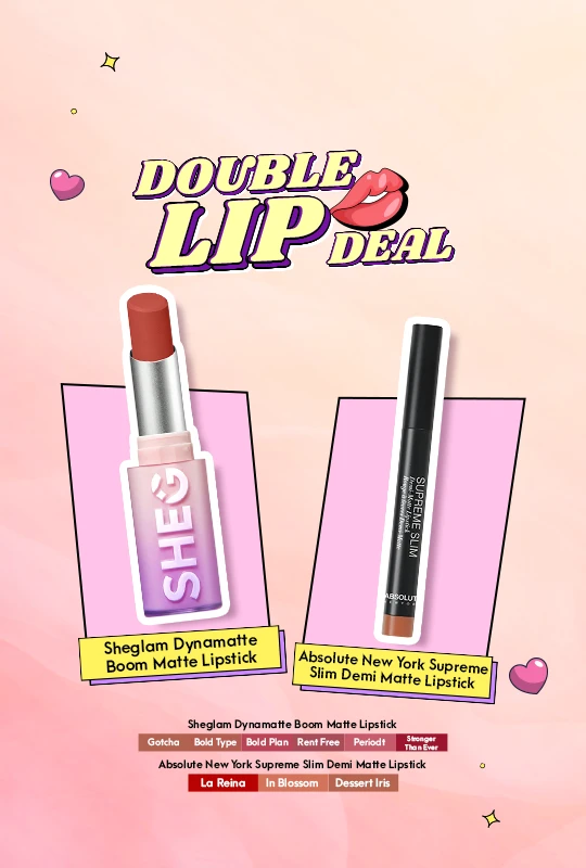 Sheglam Dynamatte Boom Matte Lipstick-Bold Type + Absolute New York Supreme Slim Demi Matte Lipstick
