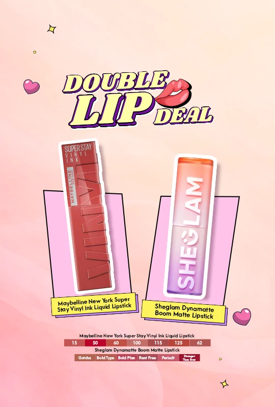 Maybelline New York Super Stay Vinyl Ink Liquid Lipstick - Peachy (15) + Sheglam Dynamatte Boom Matte Lipstick