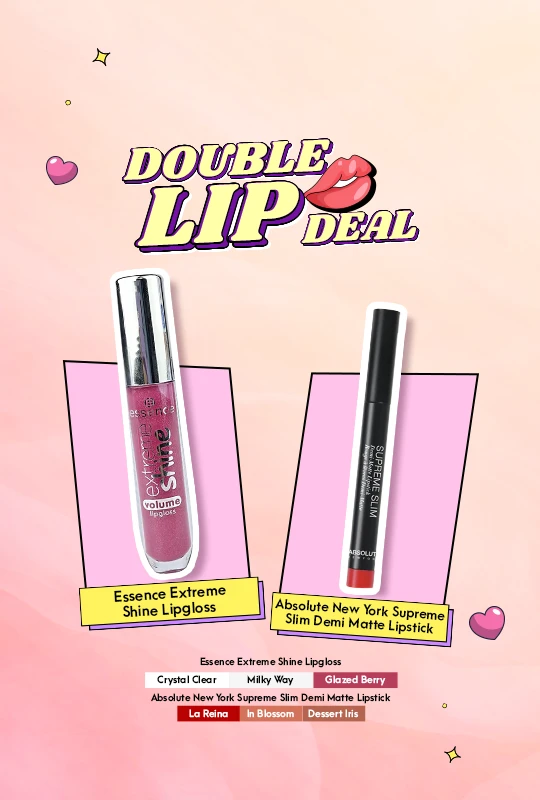 Essence Extreme Shine Lipgloss 13 Glazed Berry + Absolute New York Supreme Slim Demi Matte Lipstick