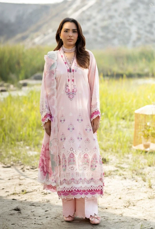 Original Pakistani Unstitched Lawnkari By Adan Libas Lawn - 3pcs